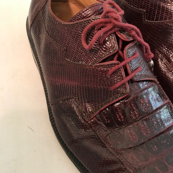 David Eden crocodile lizard burgundy shoes main image 16